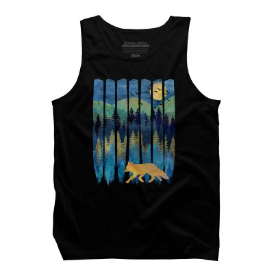 Men's Design By Humans Fox Forest Night By Maryedenoa Tank Top