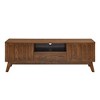 Homy Casa Mid Century Wood TV Stand with Storage Cabinets and Open Shelf for Living Room, Walnut - 4 of 4