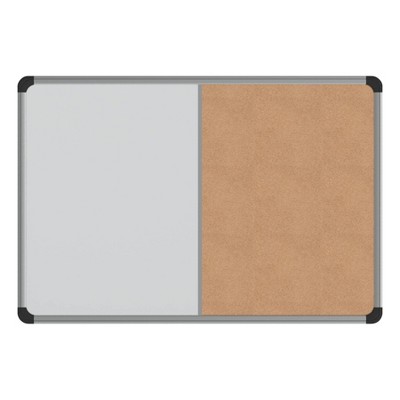 Universal Cork/Dry Erase Board, Melamine, 24 x 18, Black/Gray Aluminum/Plastic Frame