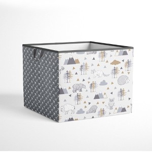 Bacati - Woodlands Gray/Beige Neutral Cotton Storage Box Large - 1 of 4