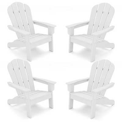 Tangkula 4PCS Kid's Adirondack Chair All-Weather HDPE Toddler Lawn Chair w/ Ergonomic Design White