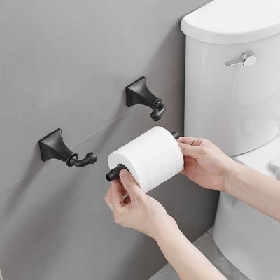 Matte Black 24-Inch Metal Bathroom Hardware Set with Towel Bar and Hook