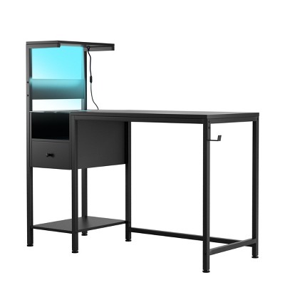 NicBex 48 Inch Computer Home Office Desk with Drawer,Power Outlet and Open Shelves for Study Room,Bedroom and Office