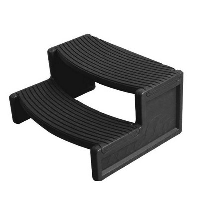 Confer Plastics Handi-Step Hot Tub Stairs for Straight & Curved Spa, Multipurpose Outdoor/Indoor Step Stool for Garage, Home & Camping, Black (2 Pack)