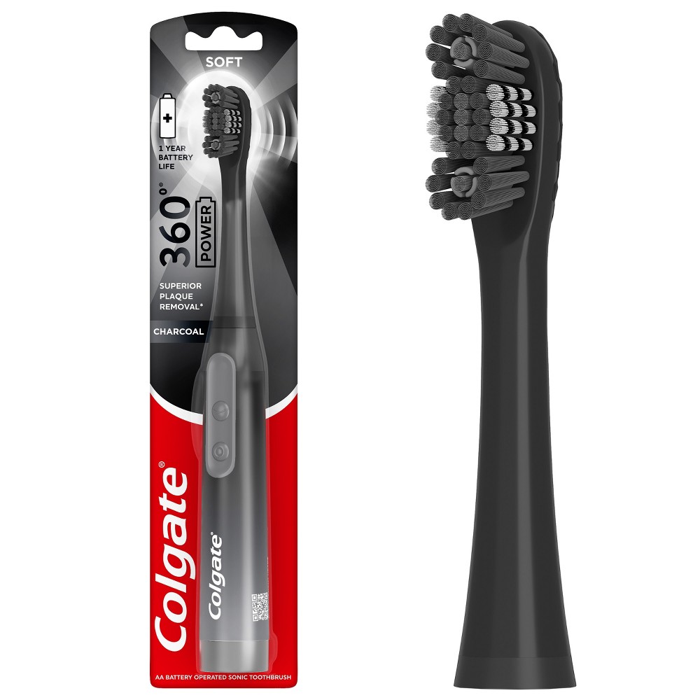 Photos - Electric Toothbrush Colgate 360 Charcoal Battery Powered Toothbrush Soft - 1ct 