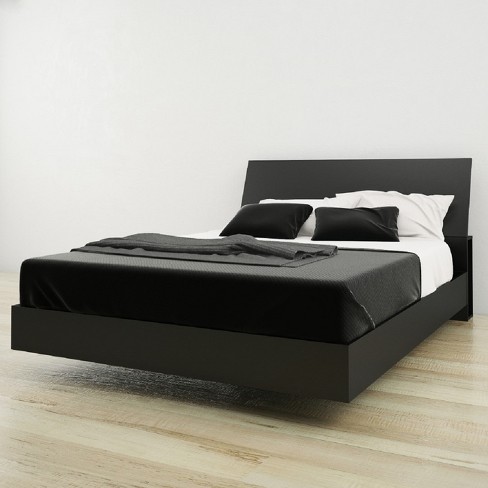 Black queen size platform bed deals frame