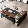 LITTLE TREE L-Shaped Executive Desk Rustic Brown/Black - 2 of 4