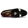 Santimon Mens Velvet Loafers with Gold Bar Tiger Head Dress Shoes Black - 3 of 4