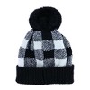 Love of Fashion Women's Knit Buffalo Plaid Winter Beanie Hat with Pom - 4 of 4