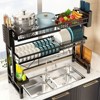 Racxily 2 Tier Countertop Dish Storage Drain Rack, Etractable Kitchen Sink Dish Rack, Kitchen Drainer Tableware Organizer Set - 2 of 4