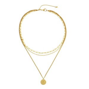 Slate by Rebl Three-Layer Paperclip Chain Necklace with Pendant 18K Gold Plated Stainless Steel - 1 of 2