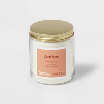 7oz Glass Jar Honeyed Amber Candle with Lid - Room Essentials™