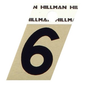 Hillman 1.5 in. Reflective Black Aluminum Self-Adhesive Number 6 1 pc (Case of 6) - 1 of 1