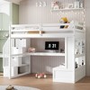 CAVINAS Full Size Loft Bed Modern Wooden Bed Frame with Desk, Drawers, Shelves and Storage Stair for Bedroom - 2 of 4