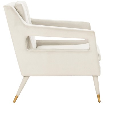 Elegant Silver Velvet Wood Accent Chair with Gold-Capped Legs