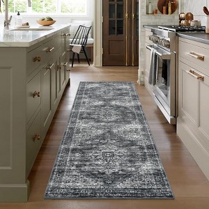 Washable Area Rugs Non Slip Vintage Medallion Low Pile Rug for Living Room & Bedroom - 1 of 4
