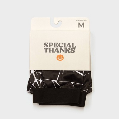 Men's Special Thanks Halloween Spider Web Boxer Briefs - Black