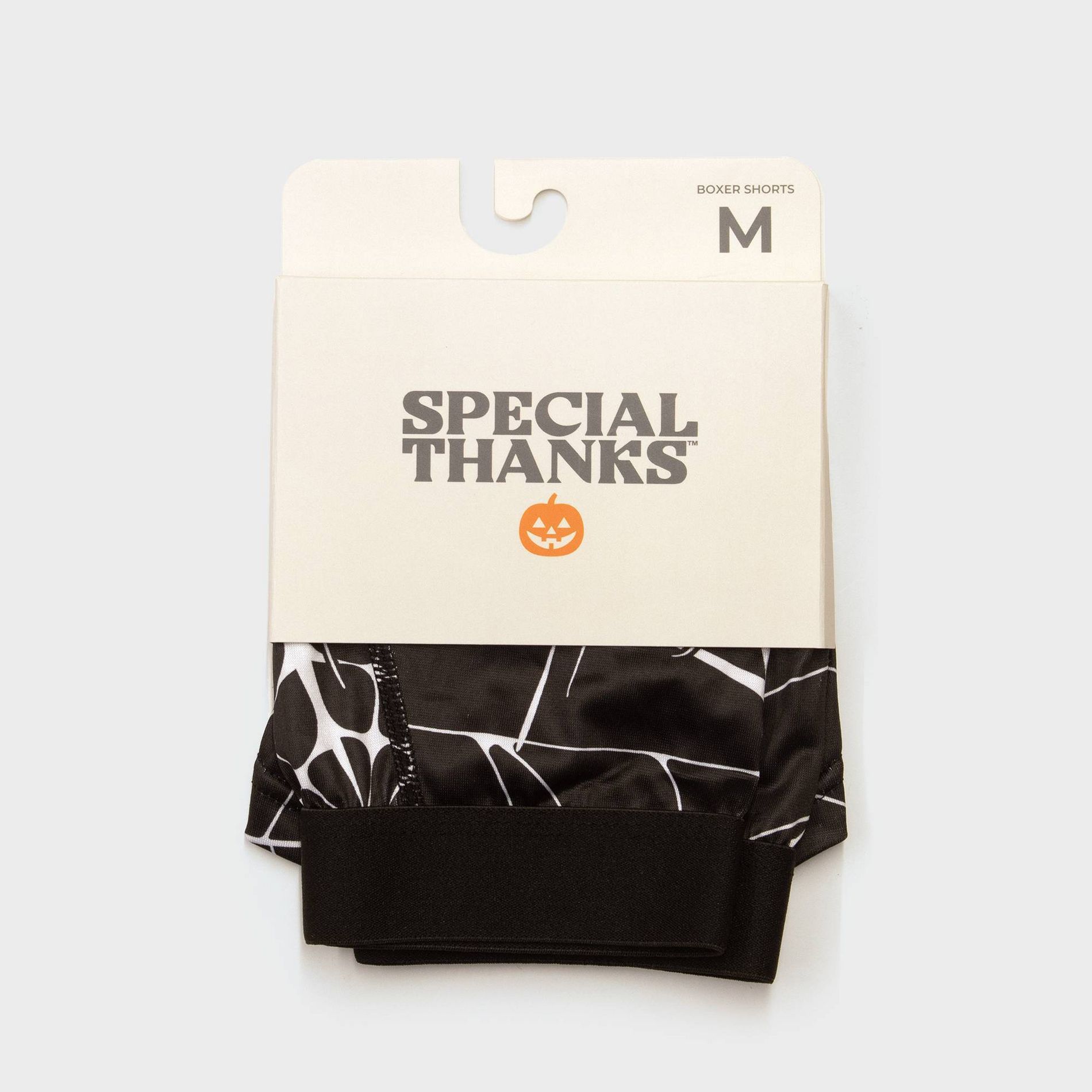 Men's Special Thanks Halloween Spider Web Boxer Briefs - Black L