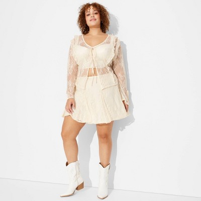 Women's Lace Godet Mini Skirt - Wild Fable™ Off-White