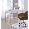 Gulches White High Gloss & Gold Finish Vanity Desk - 2 of 4
