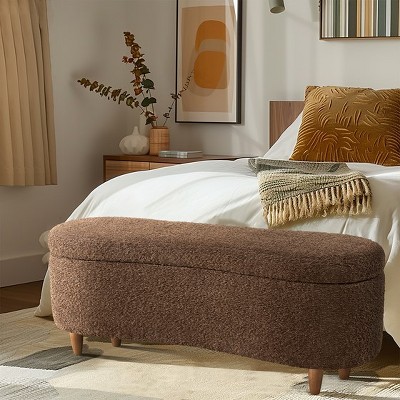 Vynxaria Boucle Flip Top Storage Bench Chocolate See below