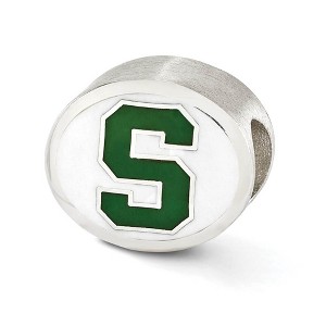 Black Bow Jewelry Sterling Silver & Enamel Michigan State University Collegiate Bead - 1 of 4