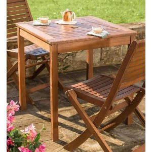 Plow & Hearth Eucalyptus Wood Outdoor Square Bistro Table - 1 of 4