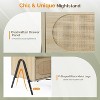 VINGLI Rattan Nightstands Set of 2 with Charging Station, 17.6" W Boho Nightstand with Drawer, Wood Nightstand Bedroom - 3 of 4
