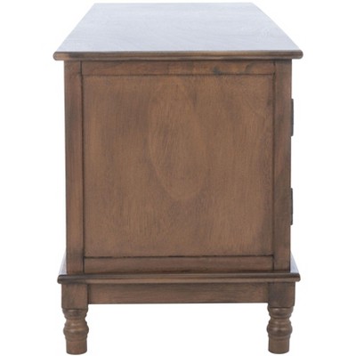 Magnolia Brown Wood Media Stand with Herringbone Doors