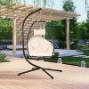 BestMassage Egg Chair Hanging Swing Egg Chair Hammock Chair with Stand, Tan - 2 of 4