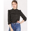 Allegra K Women's Vintage Ruffle Stand Collar Long Sleeves Polka Dots Blouse - 2 of 4