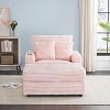ModernLuxe Chaise Lounge with Ottoman, Pillow & Cup Holder, Lazy Sofa Upholstered Armchair Reading Couch, Gray/White/Pink/Black/Orange - 2 of 4