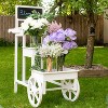 Sunnydaze 3-Tiered Fir Wood Plant Stand with Chalkboard - 44.25” H - White - 3 of 4
