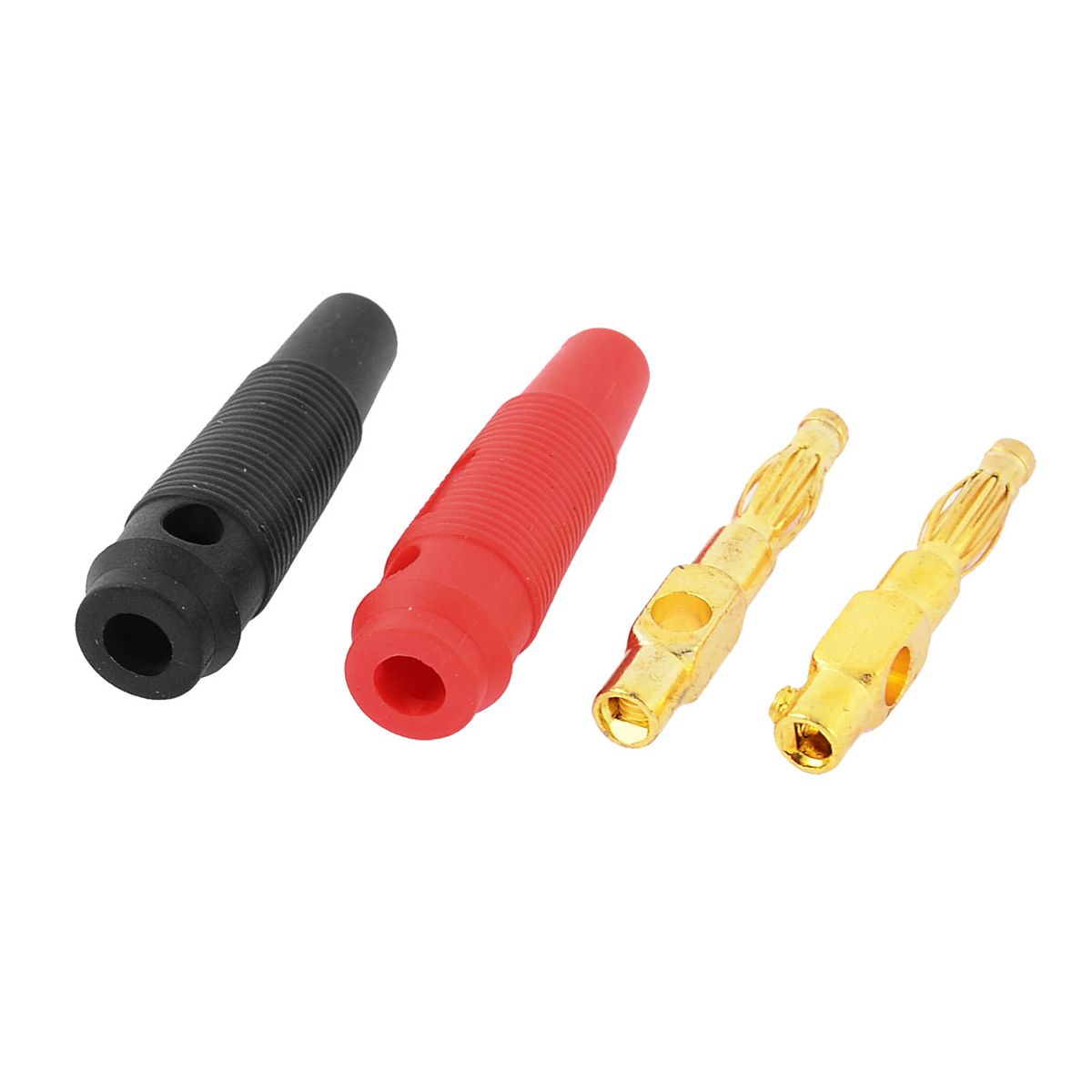 Unique Bargains Metal Plastic Banana Connector Red Black Gold Tone 6 Pcs - thumbnail 3