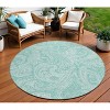 Teal Blue And Ivory Paisley Washable Indoor Outdoor Area Rug - 2 of 4