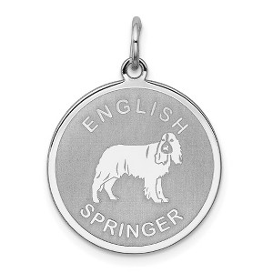 Black Bow Jewelry Sterling Silver Laser Etched English Springer Dog Pendant, 19mm - 1 of 4