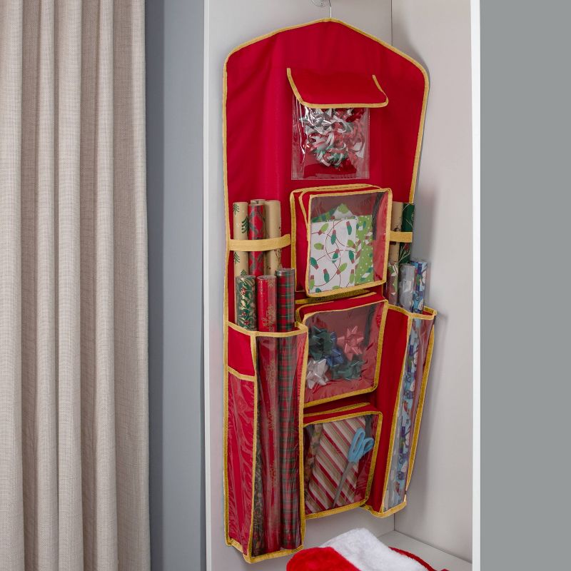 Holiday Hanging Gift Wrap Organizer with 4 Front Pockets - Simplify, 3 of 7