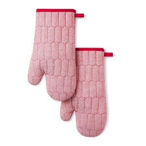 MARTHA STEWART Honeycomb Quilted Chambray Oven Mitt 2-Pack Set - 1 of 4