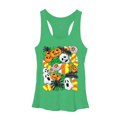 Women's Design By Humans Halloween Spooky Candies Party By BluedarkArt Racerback Tank Top