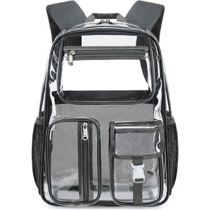 Heavy Duty Clear Backpack, TPU Stadium Bookbag for Sports Events & Travel, Large Capacity Grey See-Through Bag - 1 of 4