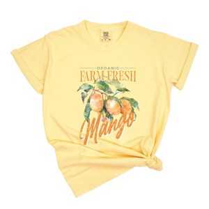 Simply Sage Market Farm Fresh Mango Watercolor Garment Dyed Tee - 1 of 4