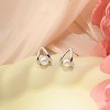 925 Sterling Silver Teardrop White Pearl Small Simple Stud Hypoallergenic Minimalist Wedding Earrings for Women - 2 of 4