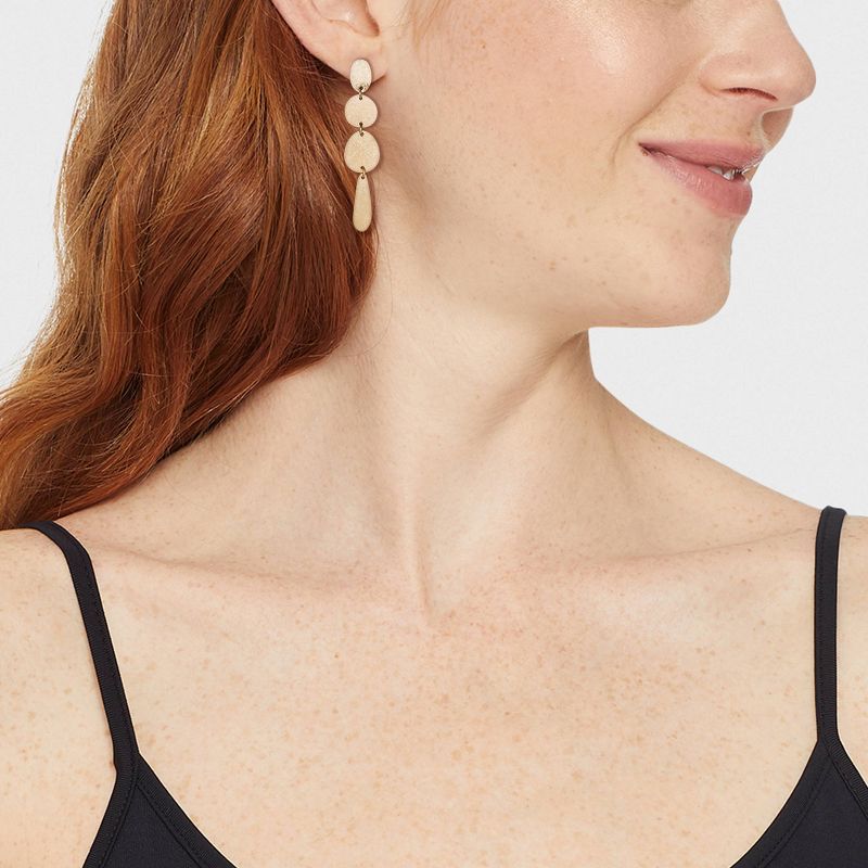 Worn Gold and Brushed Brass Mixed Shape Drop Earrings - Universal Thread&#8482; Gold, 3 of 11