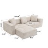 Modular L-Shaped Sofa Couch, Chenille Fabric Cloud Sofa with Soft Cushion for Living Room & Bedroom, Non-Assembly, Beige/Green - ModernLuxe - 3 of 4