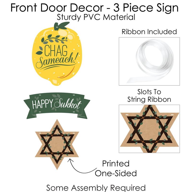 Big Dot of Happiness Sukkot - Hanging Porch Sukkah Holiday Outdoor Decorations - Front Door Decor - 3 Piece Sign, 4 of 9