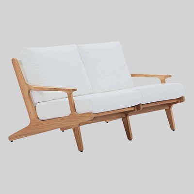 Saratoga Outdoor Patio Teak Wood Loveseat White - Modway