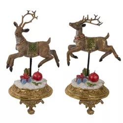 Northlight Set of 2 Glittered Reindeer Christmas Stocking Holders 9.5"