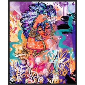 23" x 28" Gold Flowers by Justin Copeland Framed Canvas Wall Art Print - Amanti Art - 1 of 4