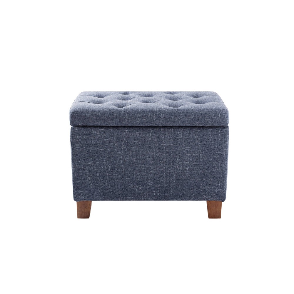 Photos - Pouffe / Bench 24" Tufted Storage Ottoman and Hinged Lid Blue - WOVENBYRD