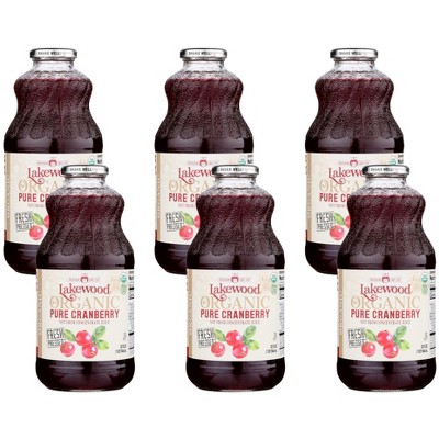 Lakewood Organic Pure Cranberry Juice - 6 pack, 32 fo